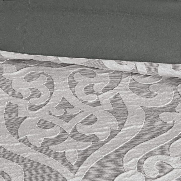 Madison Park Cozy Comforter Set Jacquard Damask Medallion Design Queen - Picture 6 of 6